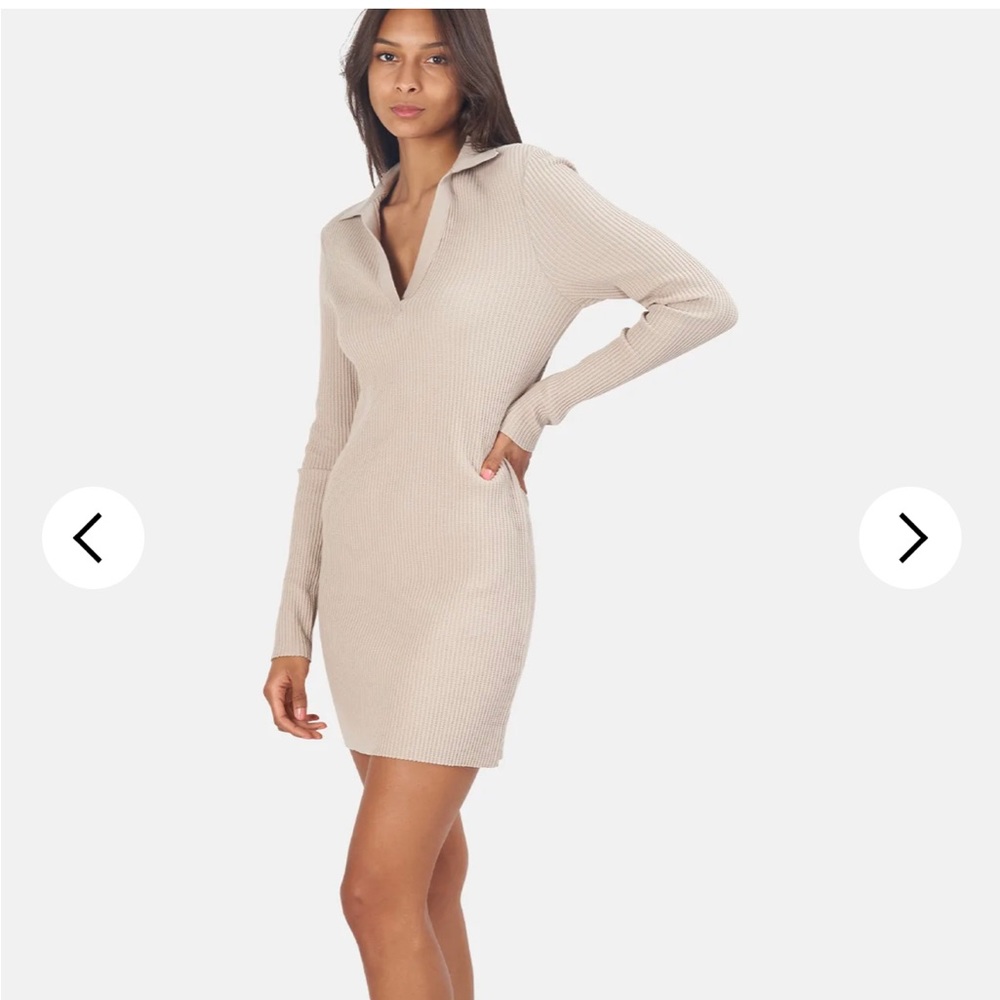 THE RANGE JUMBO STARK LONG SLEEVE MINI DRESS MUSHROOM